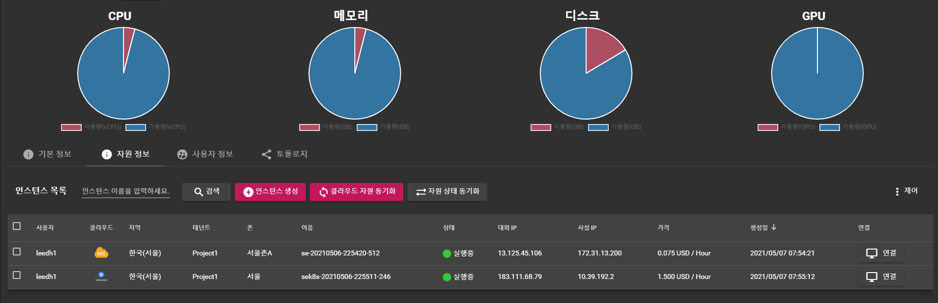 프로젝트 - 리소스 관리